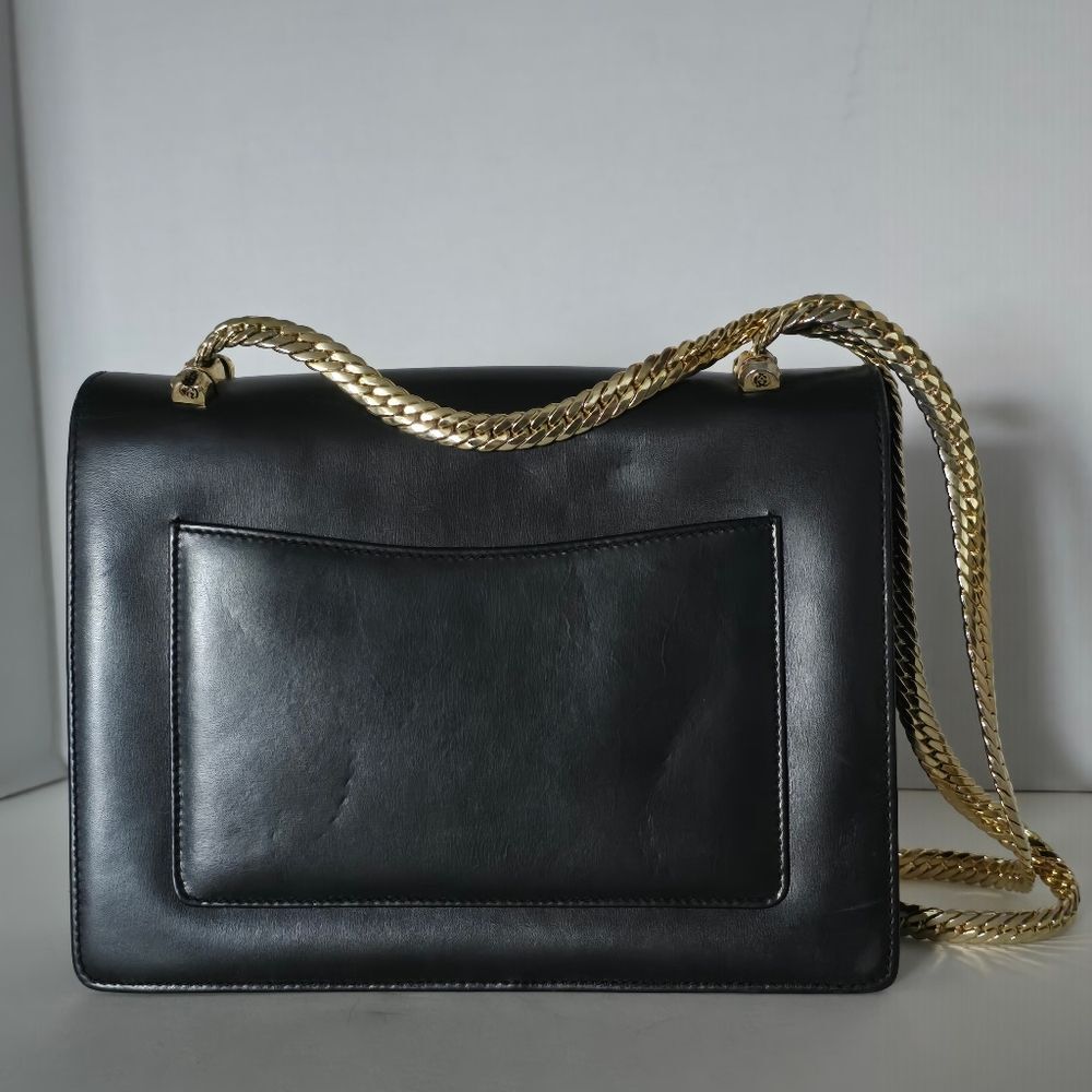 Vintage Gucci Black Leather Gold Chain Shoulder Bag - Picture 3 of 14